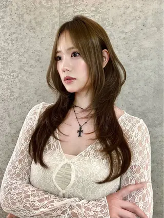 ロング カラー 縮毛矯正ブリーチなし 🍒❤ゆうきのヘアスタイル