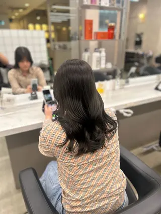 セミロング カラー パーマ ヘアアレンジ メンズ 🦋縮毛/レイヤ ー/透明感カラー🦋のヘアスタイル