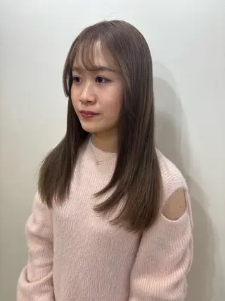 セミロング 🎀暖色カラー🤍 レイヤーカット🎀のヘアスタイル