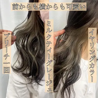 ミディアム カラー パーマ ヘアアレンジ 年間1500人担当 代表 南一路のヘアスタイル