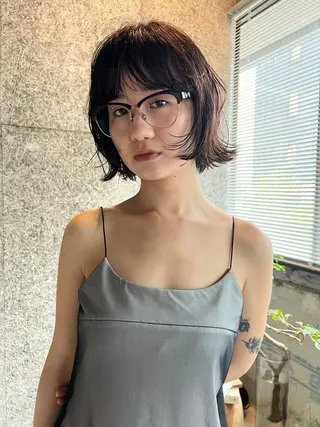ショート カラー パーマ ヘアアレンジ yu  /透明感カラ ー/ボブ/caseyのヘアスタイル