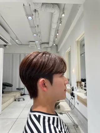 ショート カラー メンズ ブリ—チ🌈カラ— 🌀パ—マ🌿ちえのヘアスタイル