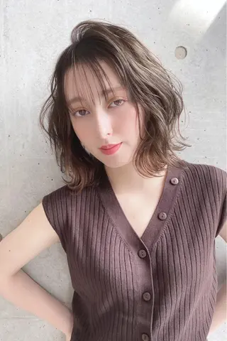 ミディアム カラー パーマ Zina 渋谷のヘアスタイル