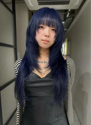 ロング カラー TAIRA横浜ウルフ 🐺デザインカラーのヘアスタイル