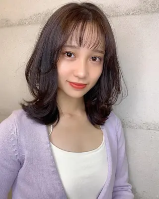 ミディアム カラー 透明感カラー✂︎ /縮毛矯正/YUKAのヘアスタイル