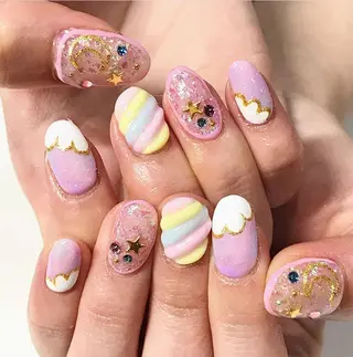 ネイル 渋谷/チップ長さ出し 👑アプレgel-xのネイルデザイン