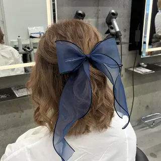 ミディアム ヘアアレンジ hikari/大名/ 透明感/暖色カラーのヘアスタイル