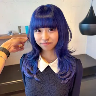 ミディアム ウルフカット/ ブリーチ/長山遼太郎のヘアスタイル