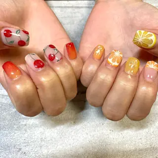 ショート カラー パーマ ヘアアレンジ メンズ キッズ ネイル マツエク・マツパ アイブロウ 今福鶴見ネイル 8(エイト)のネイルデザイン