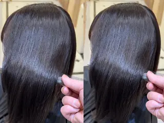 セミロング ブリーチなしダブル カラー縮毛矯正　下野のヘアスタイル