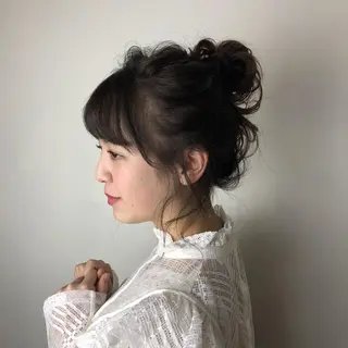 セミロング カラー パーマ ヘアアレンジ 川上 智汐のヘアスタイル