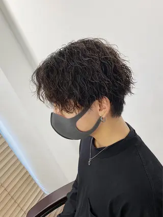 ショート パーマ メンズ 原田 涼矢のヘアスタイル