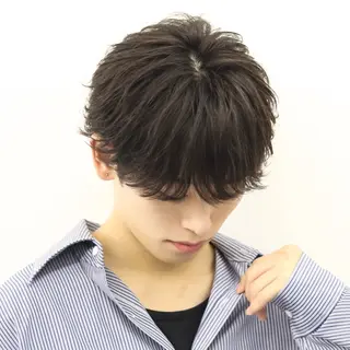 ショート カラー パーマ メンズ 🔥メンズ極🔥韓国 シャドウ/波巻き柿崎のヘアスタイル
