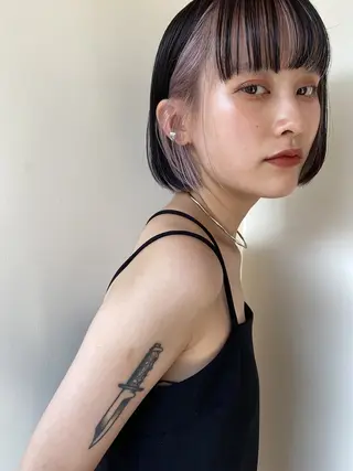 ショート カラー 曲がる縮毛矯正 バレイヤージュ森田のヘアスタイル
