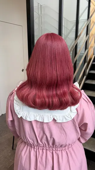 セミロング カラー 🎀ブリーチなし ピンク🎀sakiのヘアスタイル