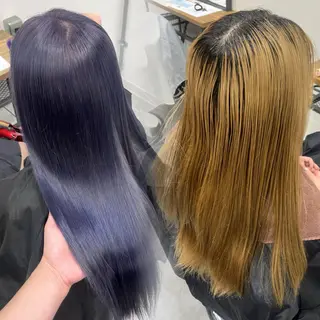 セミロング カラー RIO🩶NEXT/ エクステ/ハイトーンのヘアスタイル