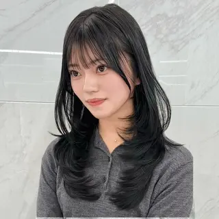 セミロング カラー ヘアアレンジ kana 栄美容師/韓国ヘアのヘアスタイル
