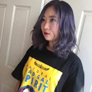 セミロング カラー ホワイト&レイヤーカ ットエクステ長畠俊輔のヘアスタイル