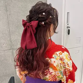 ロング ヘアアレンジ 卒業式お呼ばれ🕊️ ヘアセット✴︎ミキのヘアスタイル