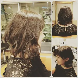 ミディアム カラー パーマ spa hair ark 富井直美のヘアスタイル