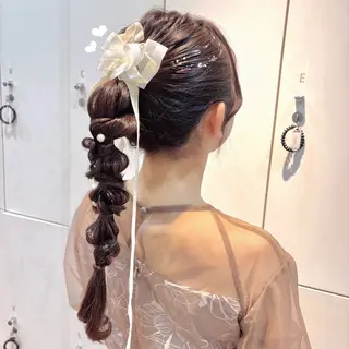 ロング ヘアアレンジ 横浜シールエクステ 韓国エクステみさきのヘアスタイル