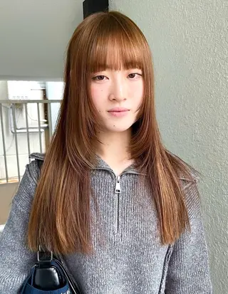 ロング カラー レイヤーカット🍏 オリーブ/ののかのヘアスタイル