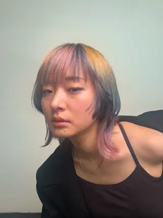 ミディアム ✨デザインカラー✨ ハイトーン　森貴章のヘアスタイル