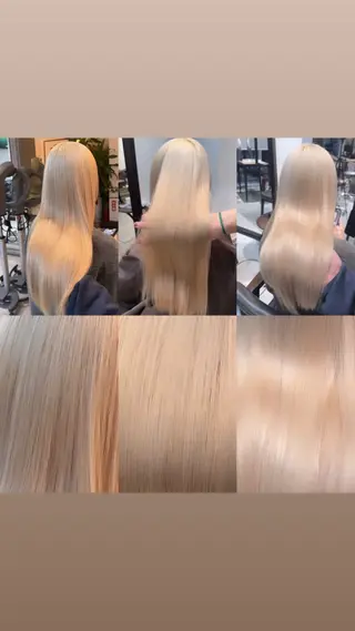 ロング カラー パーマ ヘアアレンジ ブリーチカラー🤍 颯馬🐈‍⬛のヘアスタイル