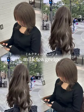 ミディアム カラー 藤井 心音のヘアスタイル