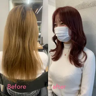 ミディアム カラー 透明感カラー✂︎ /縮毛矯正/YUKAのヘアスタイル