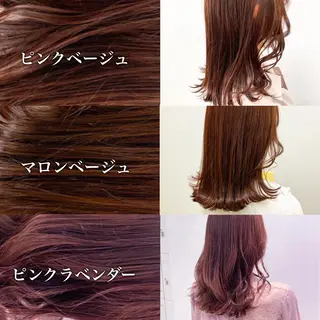 ミディアム カラー パーマ ヘアアレンジ ネイル マツエク・マツパ 韓国風ベージュ🤎 赤みなし🌿横浜🤎のヘアスタイル