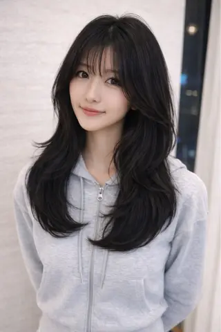 ロング カラー ヘアアレンジ JUNO韓国ヘア MIAN.⋆𝜗𝜚のヘアスタイル