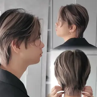 ミディアム カラー パーマ ヘアアレンジ メンズ メンズバレイヤージュ 🌫ハイライトのヘアスタイル