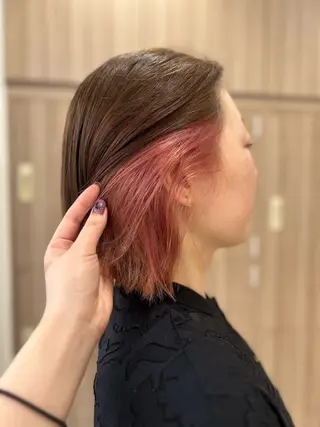 ミディアム カラー メンズハイライト × perm Runoのヘアスタイル