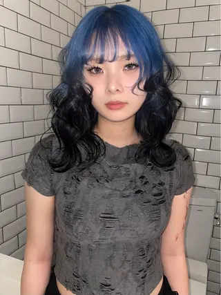 ミディアム カラー デザインカラー/ ルーツカラー/ユキカのヘアスタイル