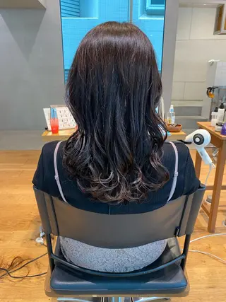 セミロング カラー ヘアアレンジ 、 、のヘアスタイル