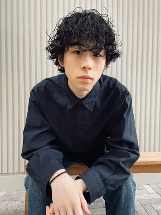ショート パーマ mikoto/メンズ パーマカラーモデルのヘアスタイル