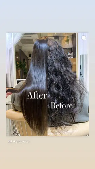 セミロング パーマ Watai 艶髪 當間 大知のヘアスタイル