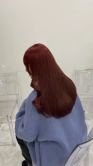 ロング カラー ヘアアレンジ 🩶渋谷の赤髪 トップ/らいる🩶のヘアスタイル