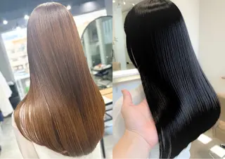 ロング カラー ヘアアレンジ VIMhair天神店 縮毛矯正 ハイライトのヘアスタイル