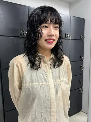 ミディアム パーマ 松永 なつみのヘアスタイル