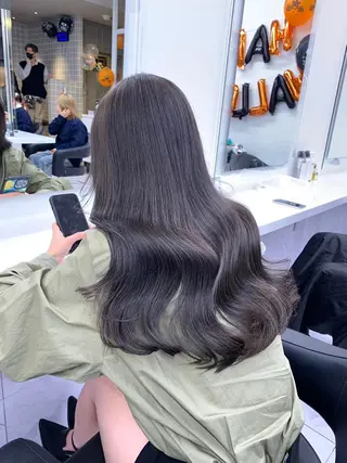 ロング カラー パーマ ヘアアレンジ メンズ キッズ ネイル マツエク・マツパ アイブロウ 韓国系🇰🇷🩶 艶暗髪/MEIのヘアスタイル