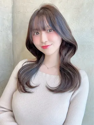 セミロング カラー パーマ 銀座✨レイヤーカット 顔まわり/坂本亜裟海のヘアスタイル