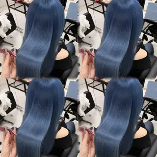 セミロング カラー 🦋REISA🦋 エクステ×ハイトーンのヘアスタイル