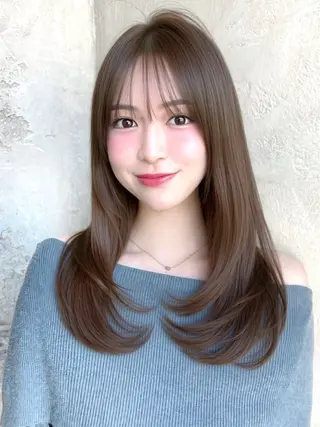 セミロング カラー パーマ 銀座✨レイヤーカット 顔まわり/坂本亜裟海のヘアスタイル
