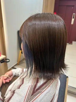 ミディアム カラー ゆめ ベージュカラーのヘアスタイル