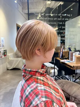 ショート カラー 肌に馴染むハイトーン /ミルクティーカラーのヘアスタイル