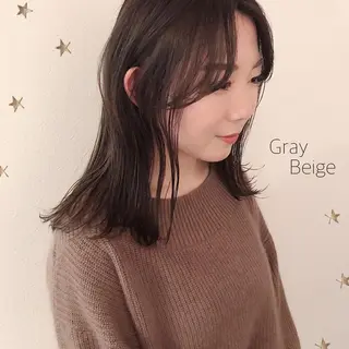 ミディアム カラー 市川 千夏のヘアスタイル