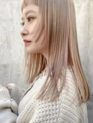 ミディアム カラー 美髪矯正 透明感 カラー⭐️ユウキのヘアスタイル