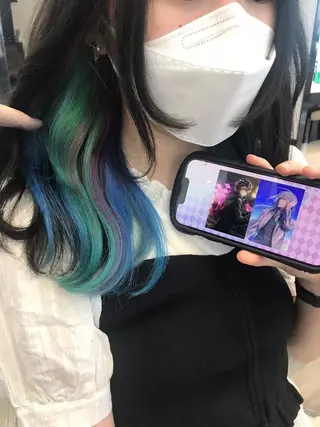 ミディアム カラー ウルフカット/デザイ ンカラー/あらげのヘアスタイル